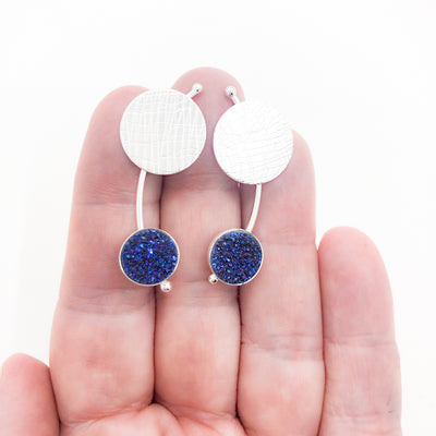 Comet Earrings with Royal Blue Druzy
