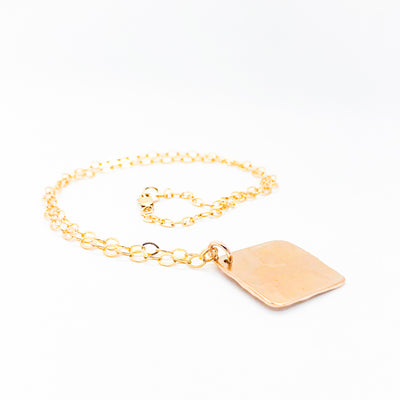 Gold Fill Square Hammered Necklace