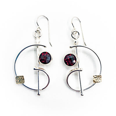 Slightly Clef Earrings with Garnet