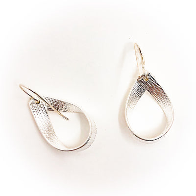 Small Sterling Anjou Earrings with Bandage Texture