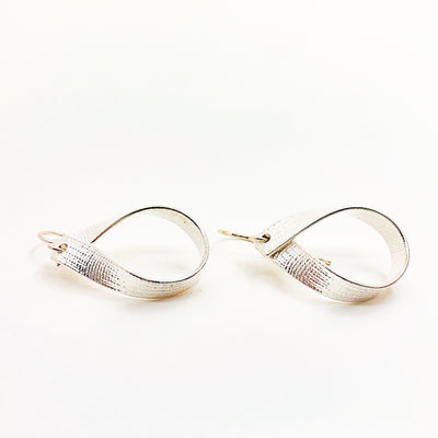 Small Sterling Anjou Earrings with Bandage Texture