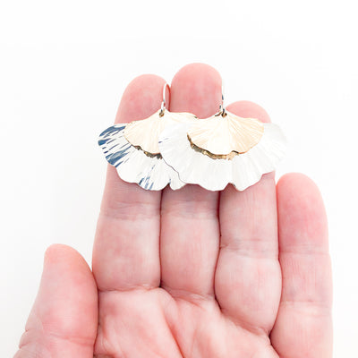 Sterling & 14k Gold Filled Ginkgo Earrings (6/4)