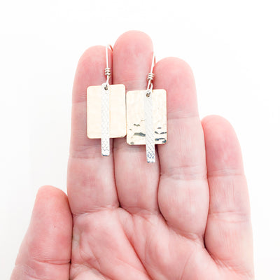 Sterling & 14k Gold Filled Susan Bi Rectangle Earrings