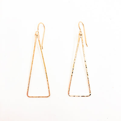 Skinny Hammered Triangle Earrings