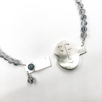 clasp detail of Sterling Unmentionables Necklace with Onyx and Rutilated Quartz Tourmaline by Ling-Yen Jones