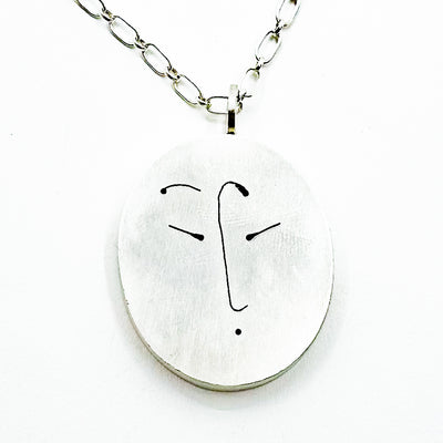 Sterling Large Double Face Necklace