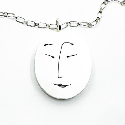Sterling Large Double Face Necklace