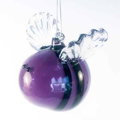 alternate side view of Purple Blown Glass Bee by Jennifer Nauck