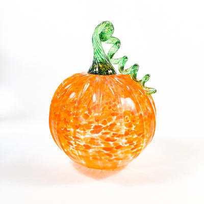 Large Speckled Orange Pumpkin with Curly Green Stem