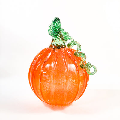 Large Clear Orange Pumpkin with Curly Green Stem
