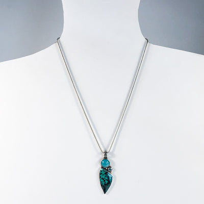 Sterling, 18k, Shattuckite, Amazonite, and Apatite Necklace