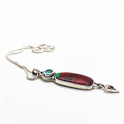 Sterling Sonoran Sunrise, Garnet and Apatite Necklace