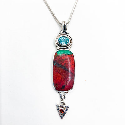 Sterling Sonoran Sunrise, Garnet and Apatite Necklace