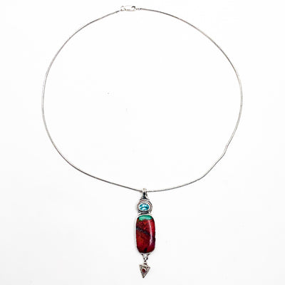 Sterling Sonoran Sunrise, Garnet and Apatite Necklace