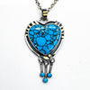 Sterling  14k Gold Turquoise Heart Pendant Necklace
