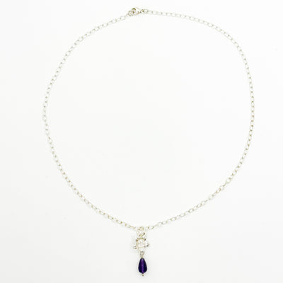 Sterling Lily with Amethyst Drop Necklace