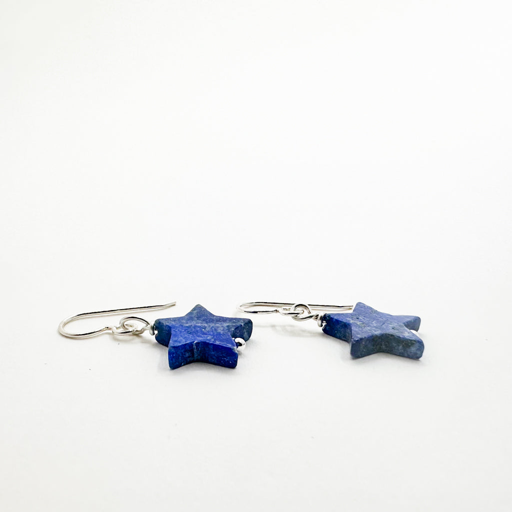 Sterling Lapis Star Earrings