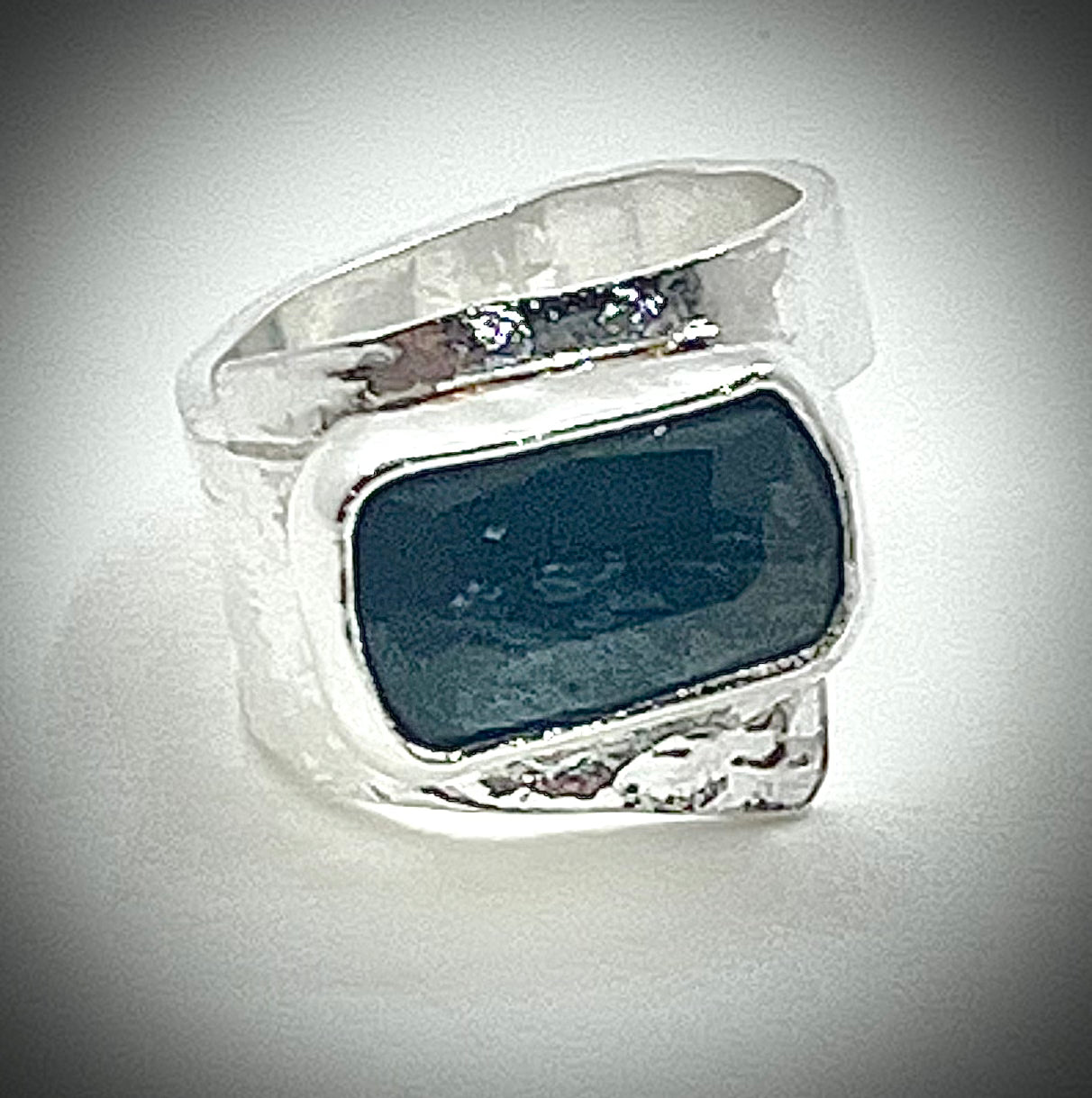 Natural Surface Blue Green Tourmaline Ring