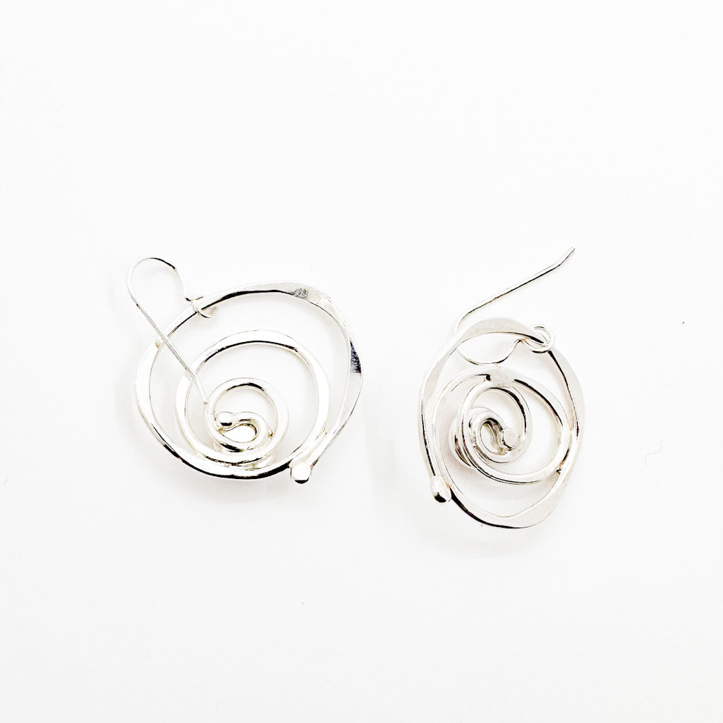 Spiral Earrings with Coral