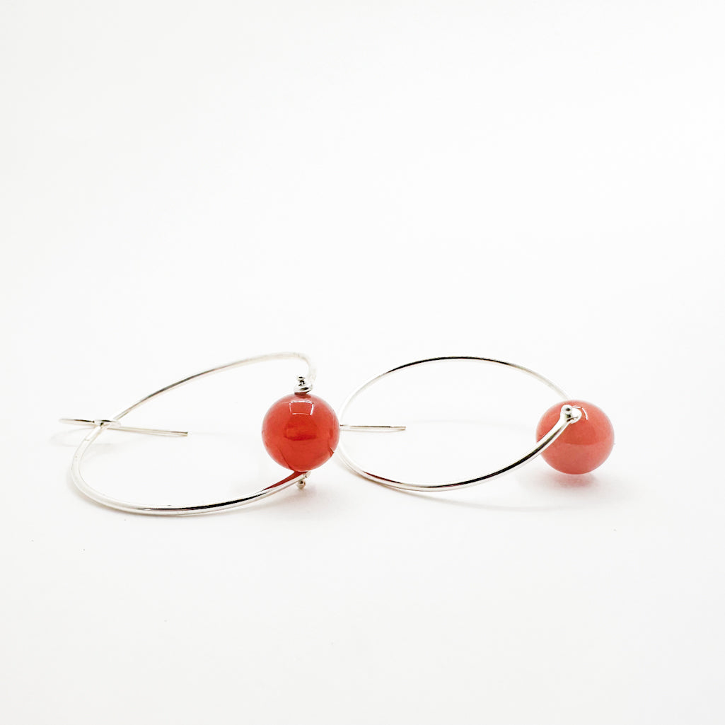 Sterling Twisted Hoop Carnelian Earrings