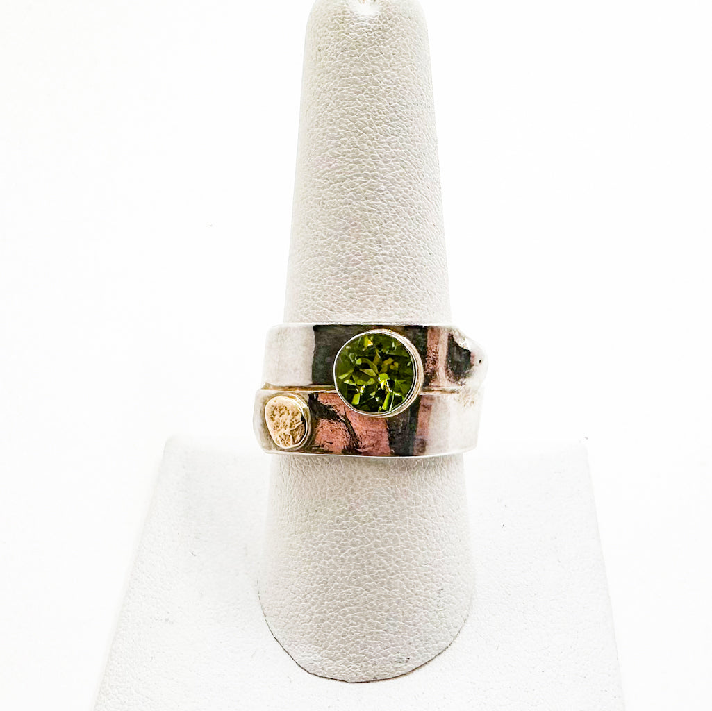 Sterling & 14k Overlap Ring with Peridot