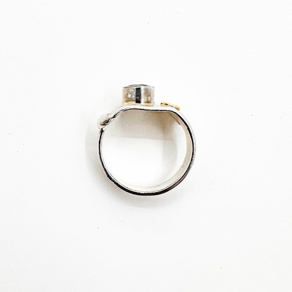 Sterling & 14k Overlap Ring with Peridot