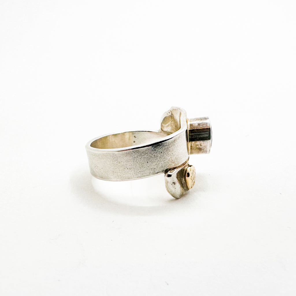 Sterling & 14k Overlap Ring with Peridot