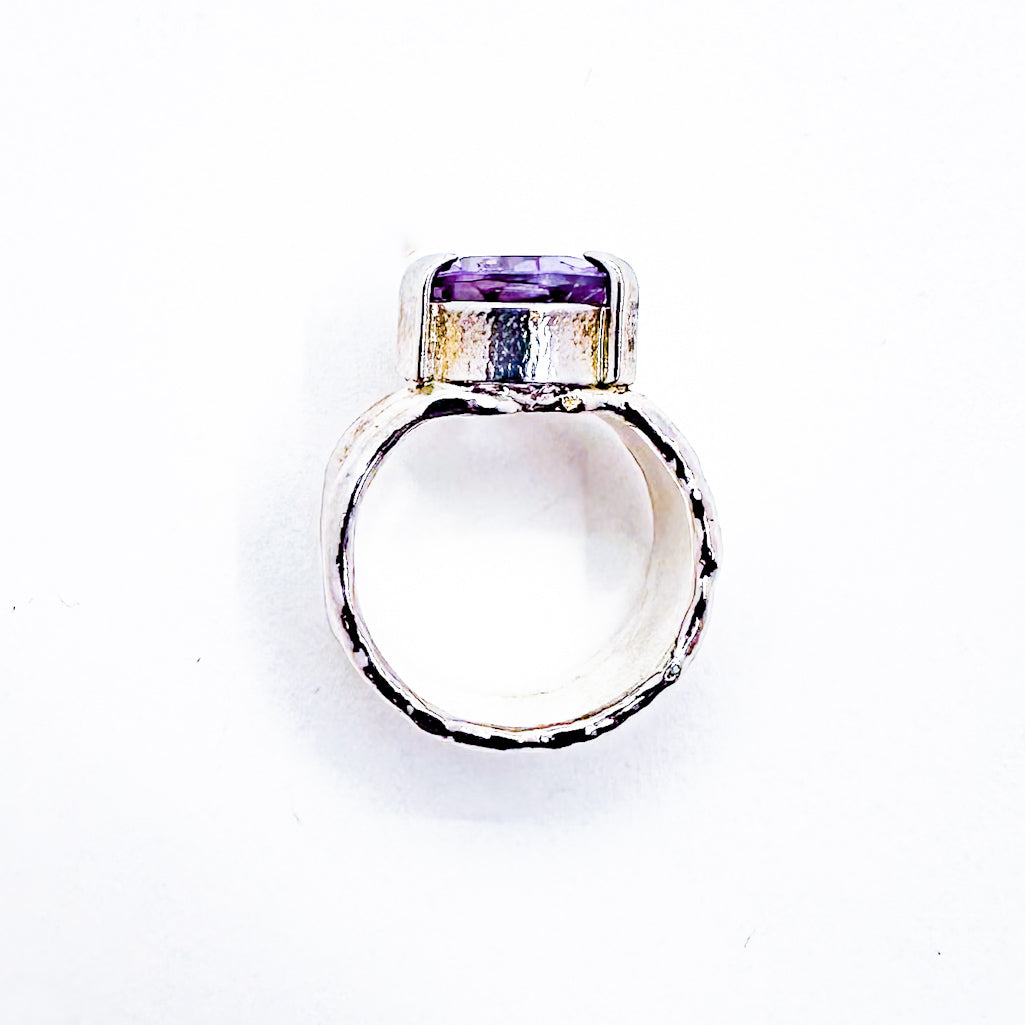 Sterling Pear Amethyst Honker Lynne Ring