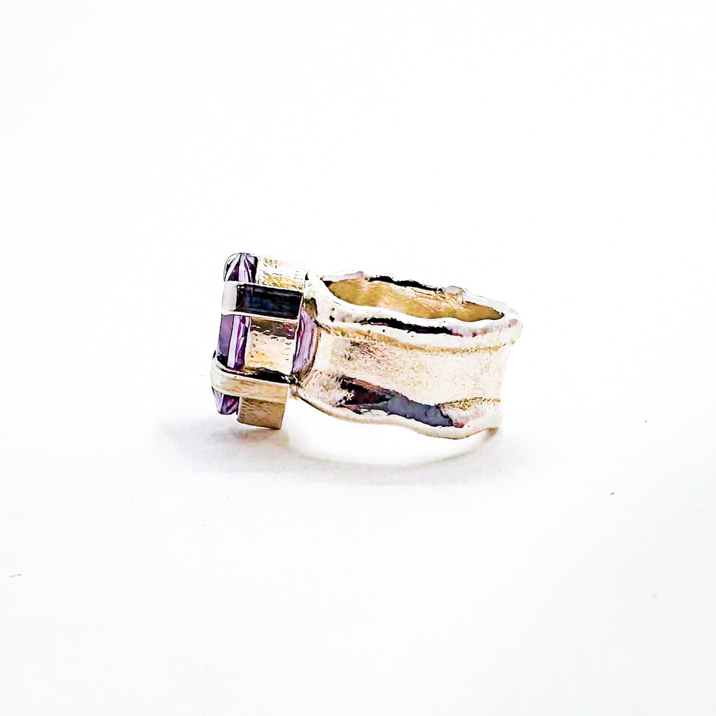 Sterling Pear Amethyst Honker Lynne Ring