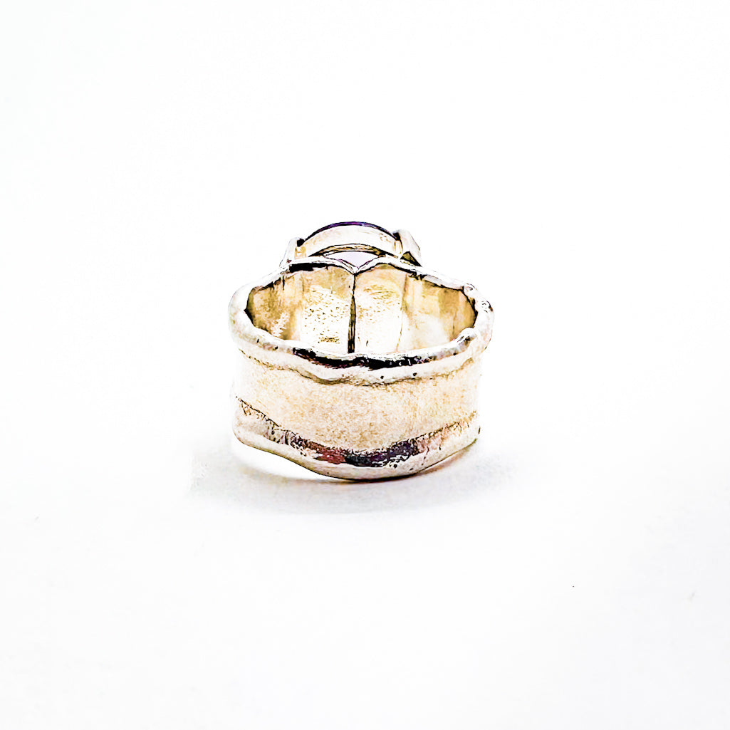 Sterling Pear Amethyst Honker Lynne Ring