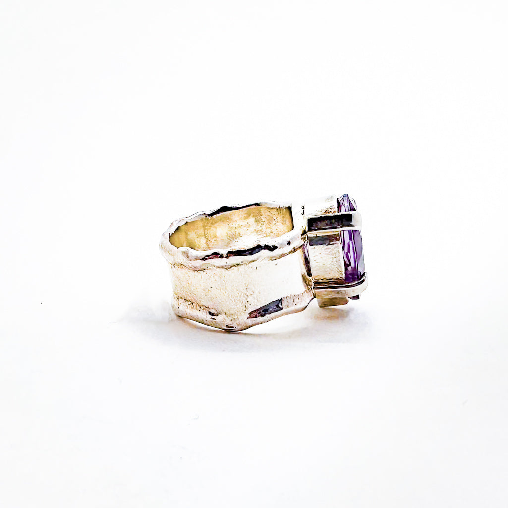 Sterling Pear Amethyst Honker Lynne Ring