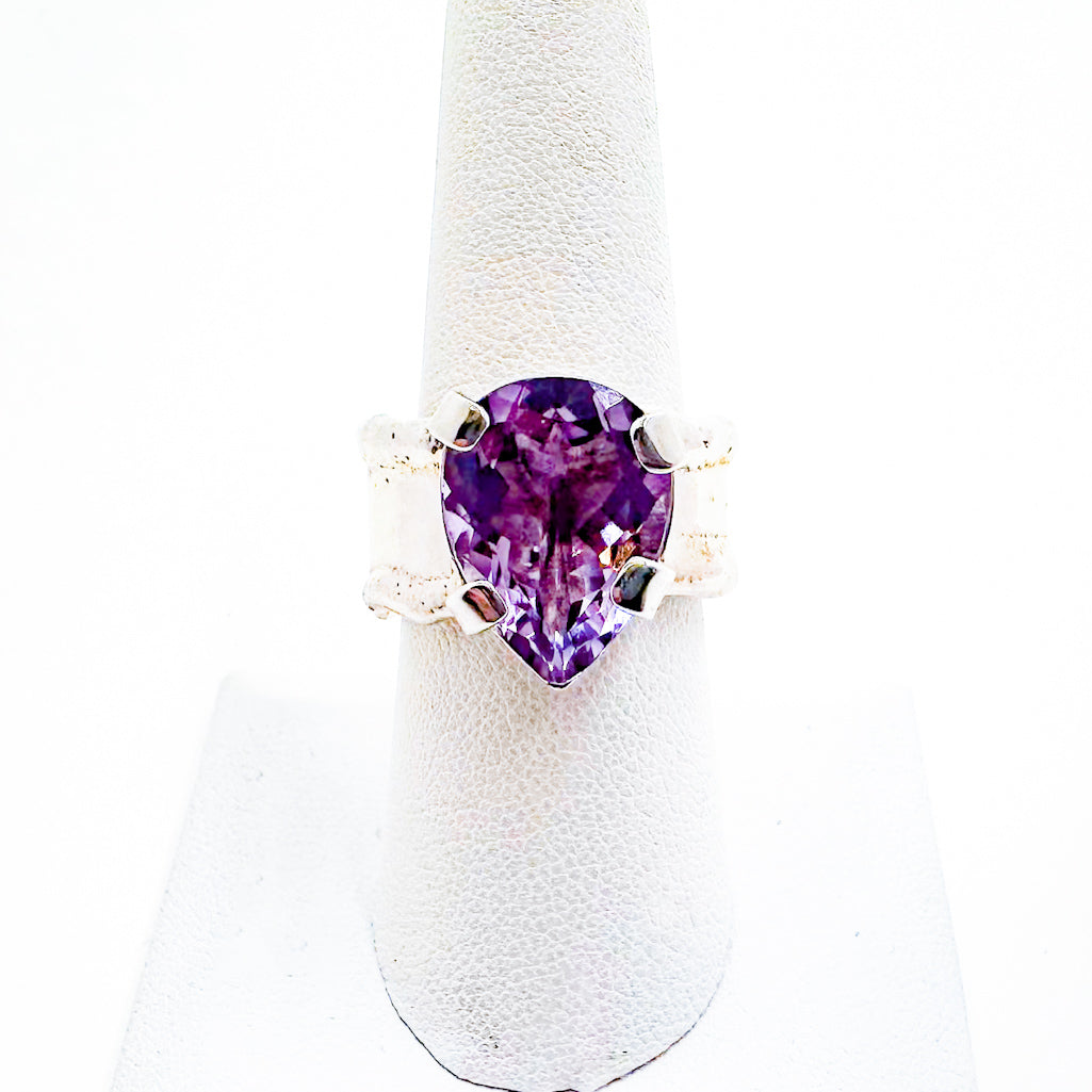 Sterling Pear Amethyst Honker Lynne Ring