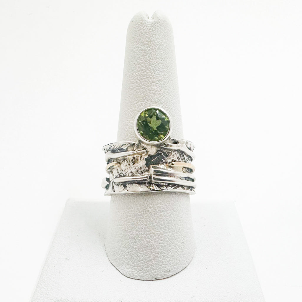 Sterling, 14k Amalgamate Anticlastic Ring with Peridot