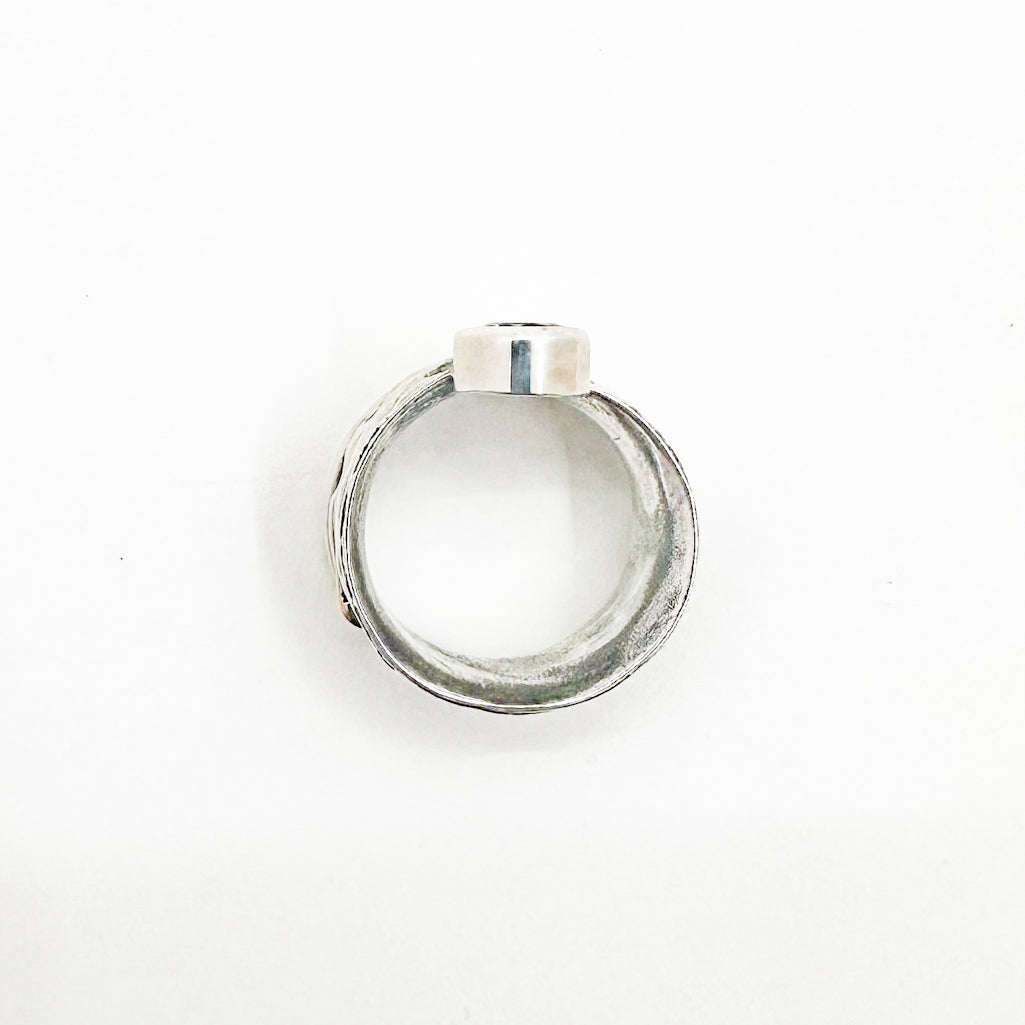 Sterling, 14k Amalgamate Anticlastic Ring with Peridot