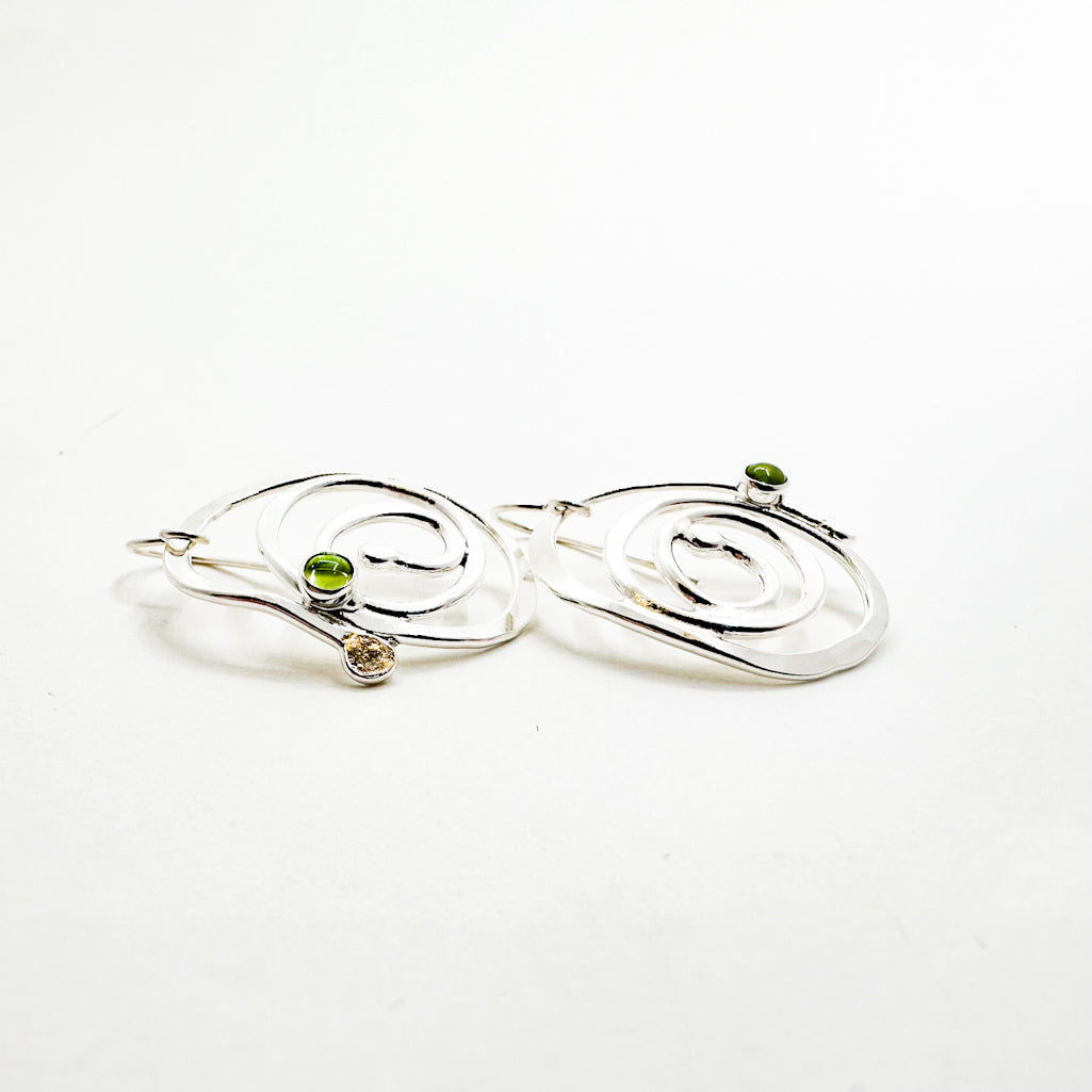 Large Spiral Earrings with Gemstone