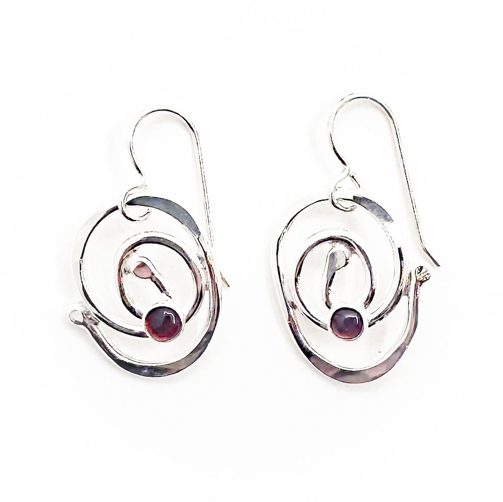 Small Spiral Earrings with Gemstone