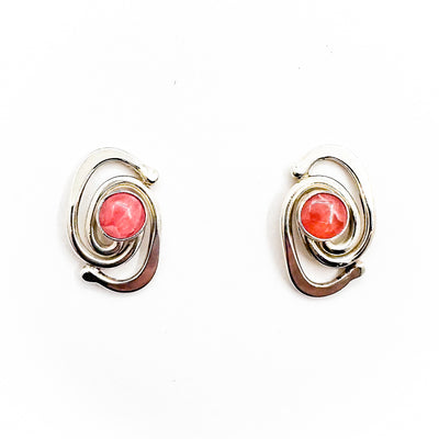 Classic Link Earrings with Rhodochrosite