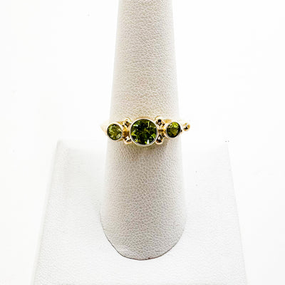 14k Gold Yesterday, Today, and Tomorrow Ring with Peridot