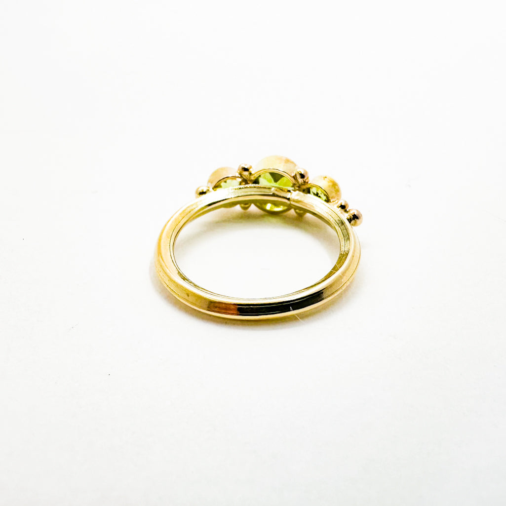 14k Gold Yesterday, Today, and Tomorrow Ring with Peridot