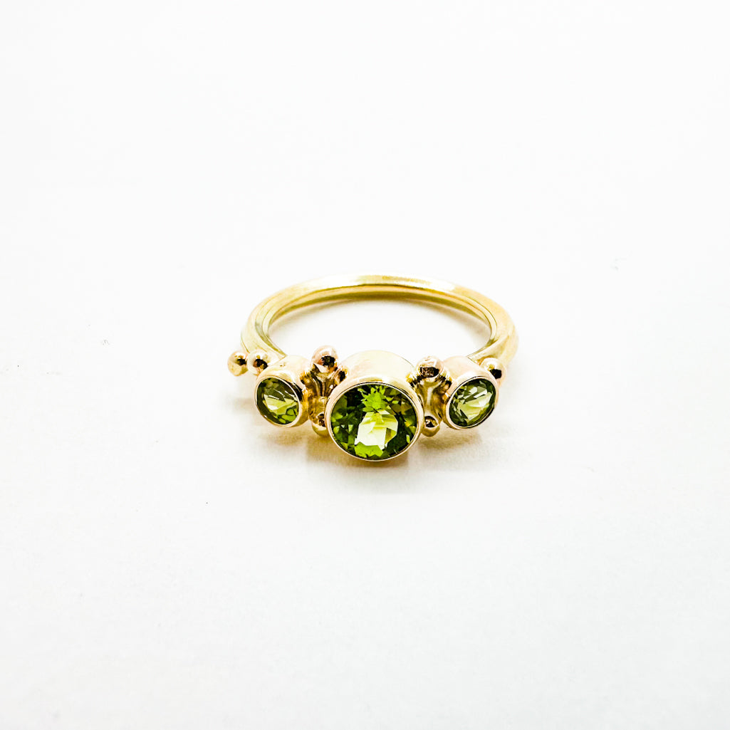 14k Gold Yesterday, Today, and Tomorrow Ring with Peridot