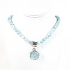 Sterling Aquamarine Bead Necklace with Natural Surface Aquamarine