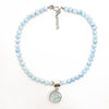 Sterling Aquamarine Bead Necklace with Natural Surface Aquamarine