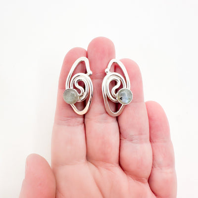 Sterling Classic Link Earrings with Labradorite