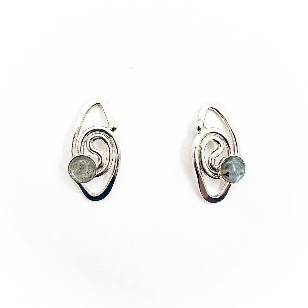 Sterling Classic Link Earrings with Labradorite