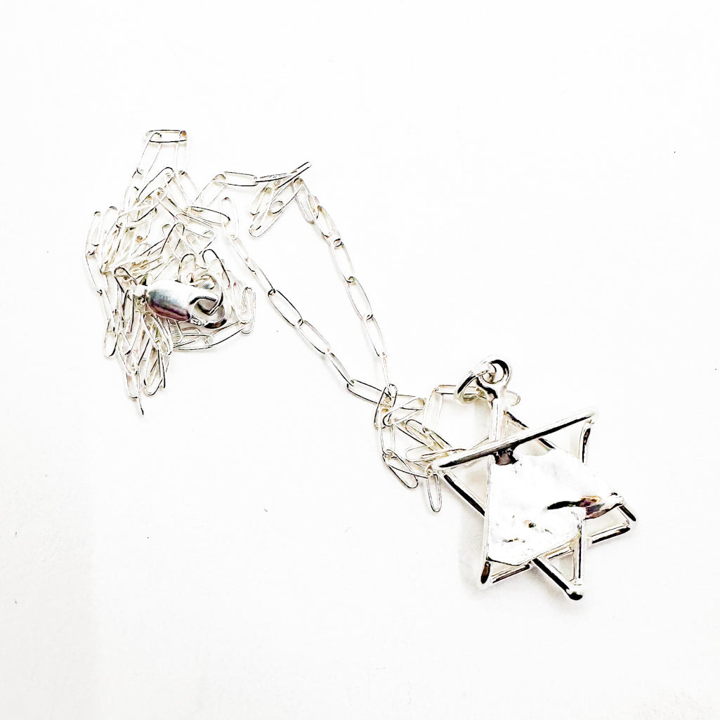 Sterling and 24k Small Star of David Necklace