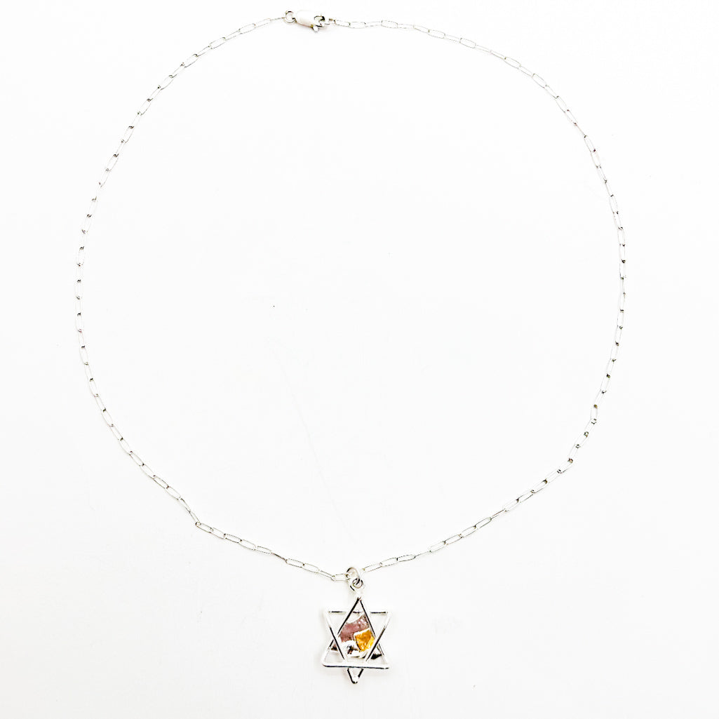 Sterling and 24k Small Star of David Necklace