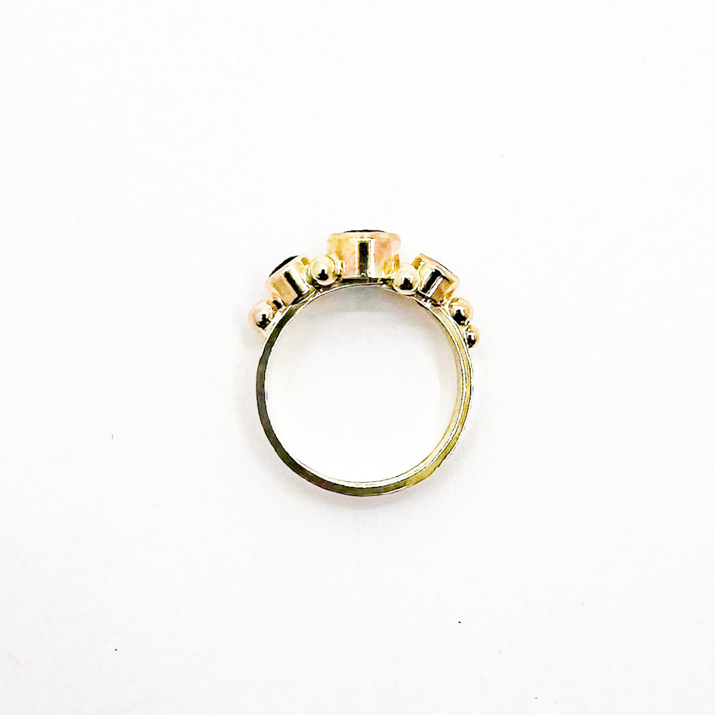 14k Gold Yesterday, Today, and Tomorrow Ring with Blue Topaz