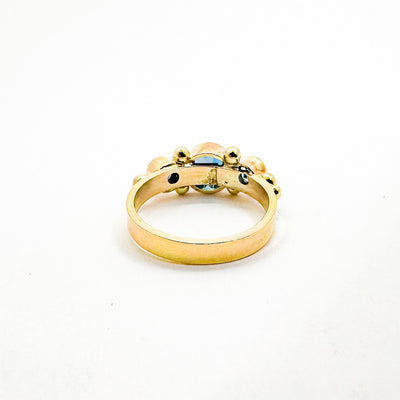 14k Gold Yesterday, Today, and Tomorrow Ring with Blue Topaz