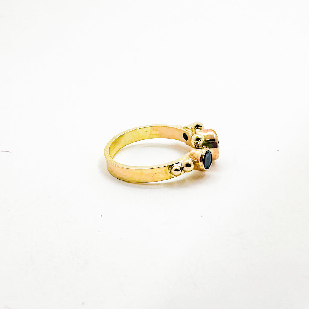 14k Gold Yesterday, Today, and Tomorrow Ring with Blue Topaz