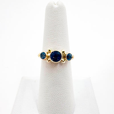 14k Gold Yesterday, Today, and Tomorrow Ring with Blue Topaz